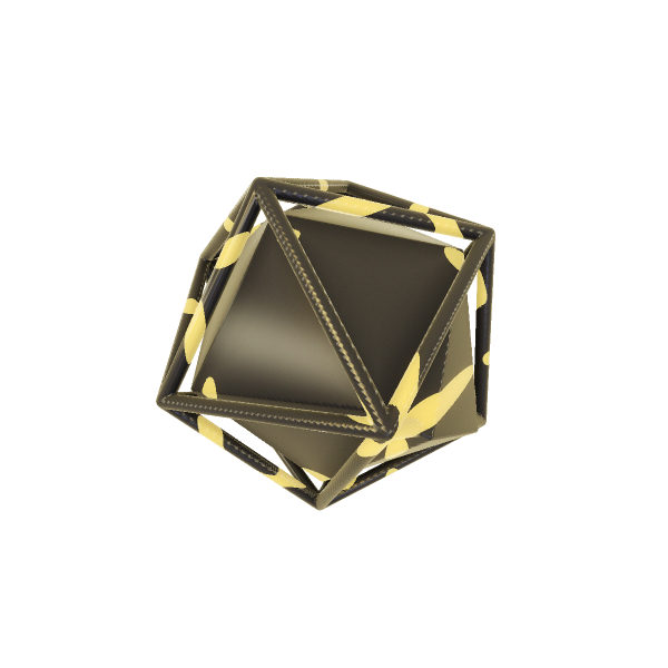 The Codex Icosahedron — twenty faces of scholarship in a gold cage