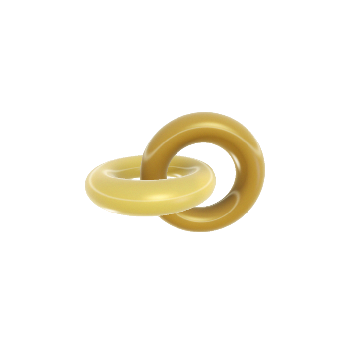 The Hopf Link — two rings, one bright gold, one deep bronze, inseparably linked yet never touching