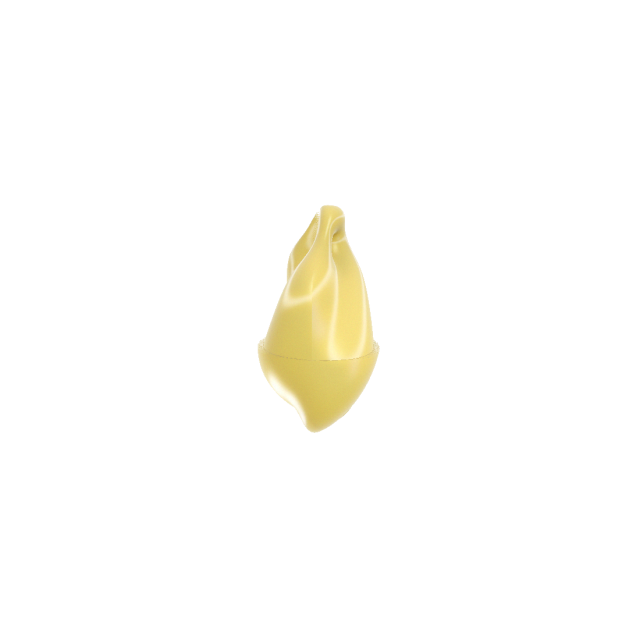 The Muse Flame — a twisted gold flame leaning into its own wind