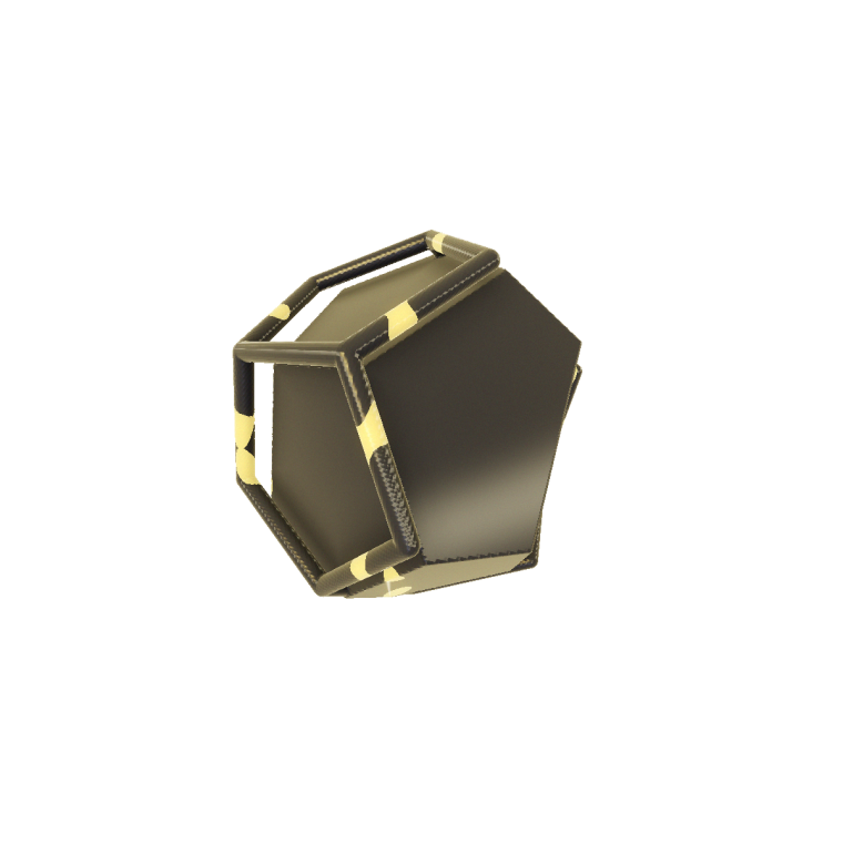 The Council of Twelve — a golden-caged dodecahedron, twelve obsidian faces for the twelve Olympian seats