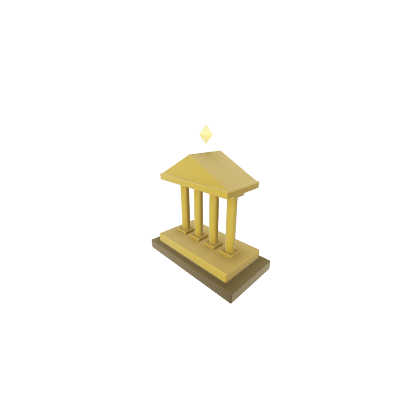 The Academy — four columns, architrave, pediment, and the restored mark: the institution in miniature